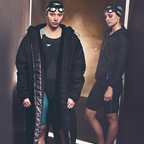 Speedo Elite Team Long Warm Up Parka Black Unisex XL Fleece Lined Hooded New - Picture 5 of 10